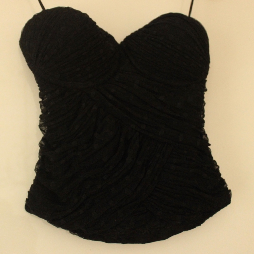 Strapless Gathered Eyelet Lace Bustier